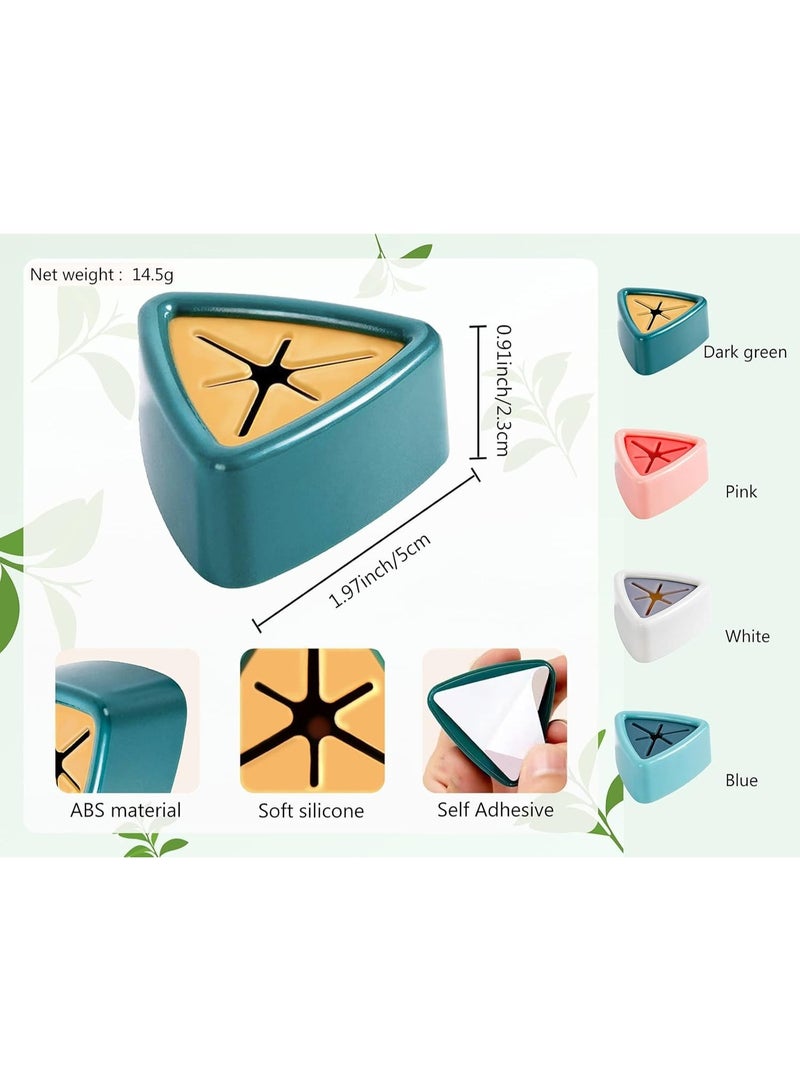 4 خطافات لاصقة قوية - حامل مناشف يد بمركز من مادة PVC ناعمة، شكل مثلث، سهل التركيب على الحائط أو الزجاج أو الخزانة، مثالي لتنظيم المنزل - Image 2